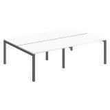 Pôle 4 bureaux droits Teamline L 240 cm - plateaux blanc piètement métal arche