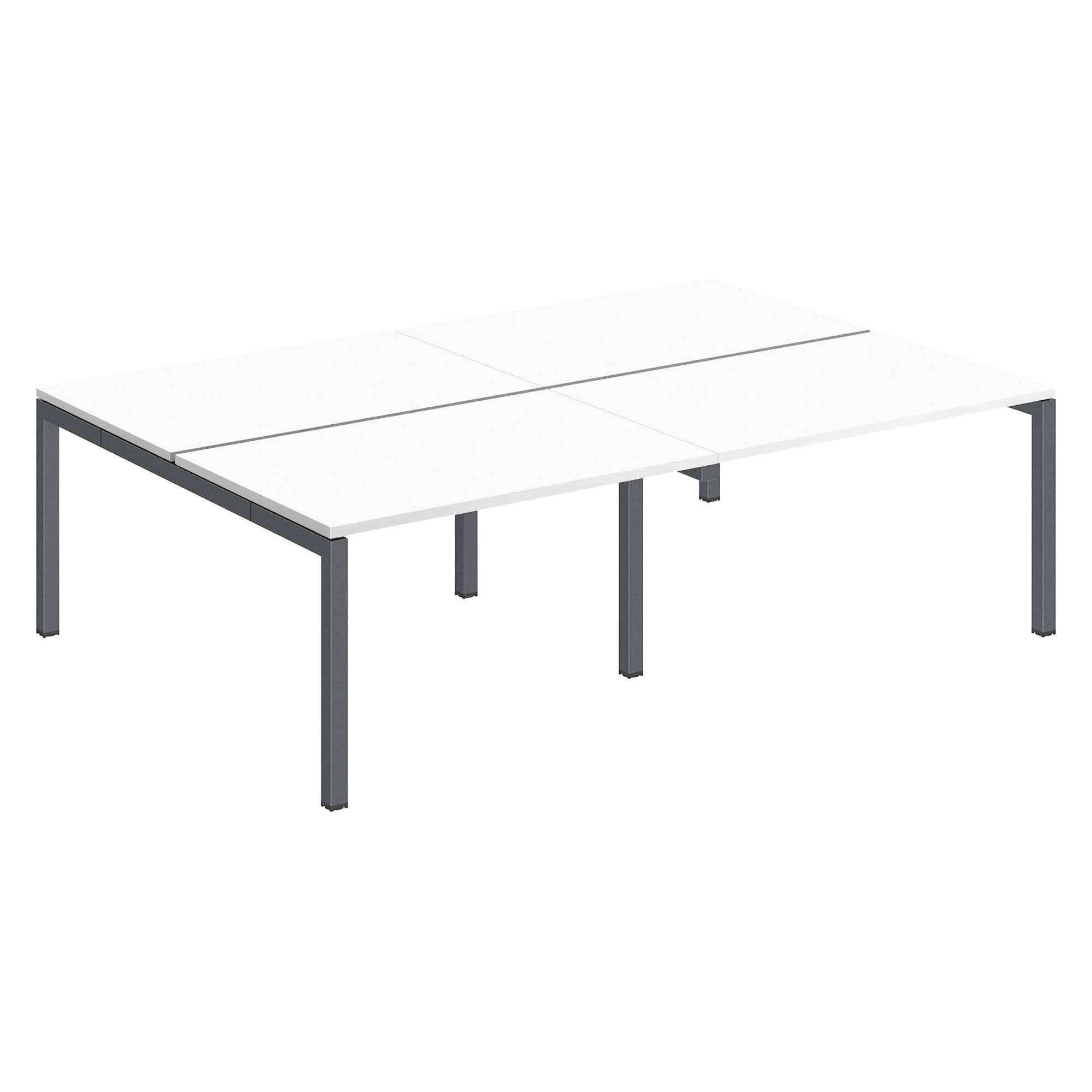 Pôle 4 bureaux droits Teamline L 240 cm - plateaux blanc piètement métal arche