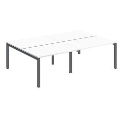 Pôle 4 bureaux droits Teamline L 240 cm - plateaux blanc piètement métal arche