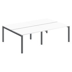 Pôle 4 bureaux droits Teamline L 240 cm - plateaux blanc piètement métal arche