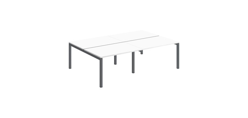 Pôle 4 bureaux droits Teamline L 240 cm - plateaux blanc piètement métal arche