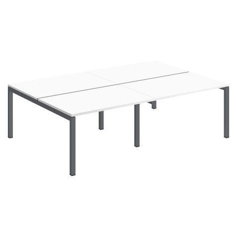 Pôle 4 bureaux droits Teamline L 240 cm - plateaux blanc piètement métal arche