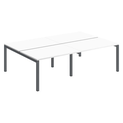 Conjunto 4 mesas rectas Arko An 240 x Fon 168 cm blanco patas antracita