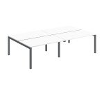 Pôle 4 bureaux droits Teamline L 280 cm - plateaux blanc piètement métal arche