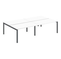 Pôle 4 bureaux droits Arko plateaux chêne clair piètement métal arche