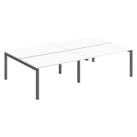 Conjunto 4 mesas rectas Arko An 280 x Fon 168 cm blanco patas antracita