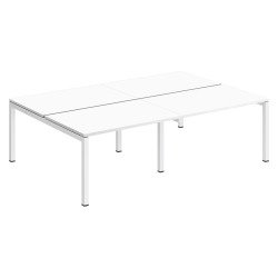 Pôle 4 bureaux droits Teamline L 240 cm - plateaux blanc piètement métal arche