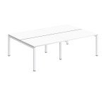 Pôle 4 bureaux droits Teamline L 240 cm - plateaux blanc piètement métal arche
