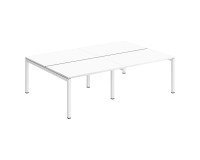 Pôle 4 bureaux droits Teamline L 240 cm - plateaux blanc piètement métal arche