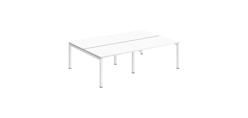 Pôle 4 bureaux droits Teamline L 240 cm - plateaux blanc piètement métal arche
