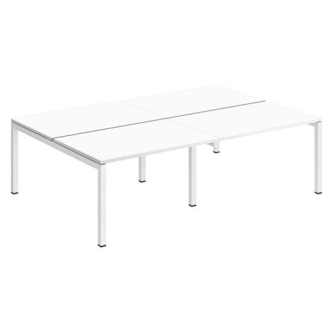 Conjunto 4 mesas rectas Arko An 240 x Fon 168 cm blanco patas blancas