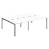 Pôle 4 bureaux droits Teamline L 240 cm - plateaux blanc piètement métal arche