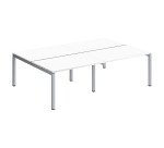 Pôle 4 bureaux droits Teamline L 240 cm - plateaux blanc piètement métal arche