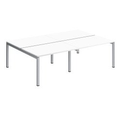 Pôle 4 bureaux droits Teamline L 240 cm - plateaux blanc piètement métal arche
