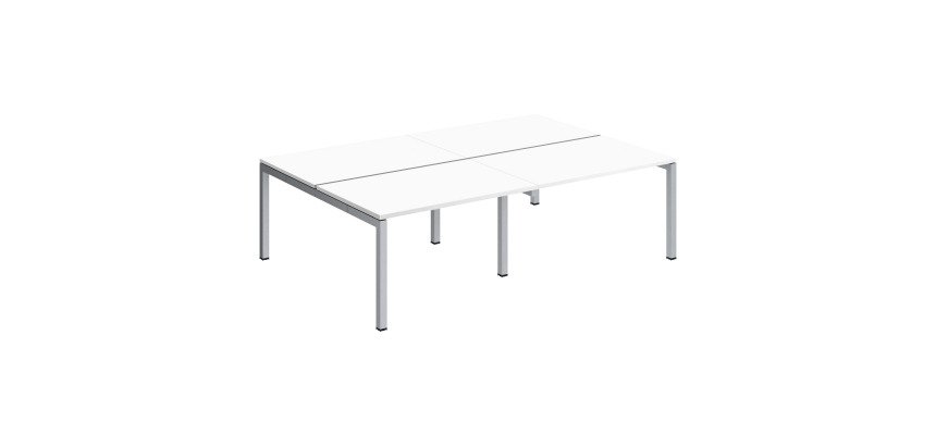 Pôle 4 bureaux droits Teamline L 240 cm - plateaux blanc piètement métal arche