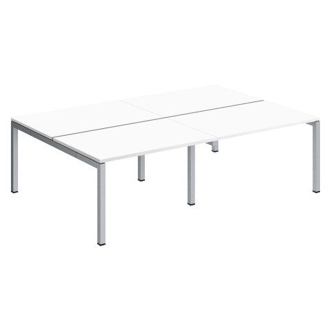 Conjunto 4 mesas rectas Arko An 240 x Fon 168 cm blanco patas aluminio