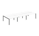 Pôle 6 bureaux droits Teamline L 420 cm - plateaux blanc piètement métal arche