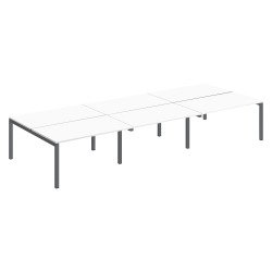 Pôle 6 bureaux droits Teamline L 420 cm - plateaux blanc piètement métal arche