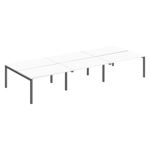 Conjunto 6 mesas rectas Arko An 420 x Fon 168 cm blanco patas antracitas