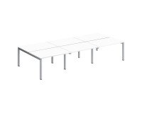 Pôle 6 bureaux droits Teamline L 360 cm - plateaux blanc piètement métal arche