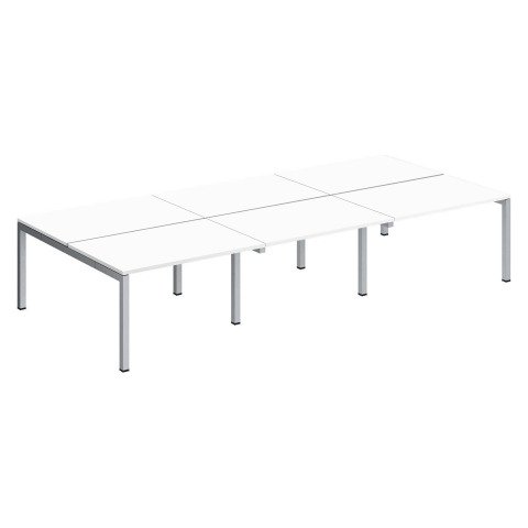 Conjunto 6 mesas rectas Arko An 360 x Fon 168 cm blanco patas aluminio