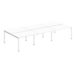 Pôle 6 bureaux droits Teamline L 360 cm - plateaux blanc piètement métal arche