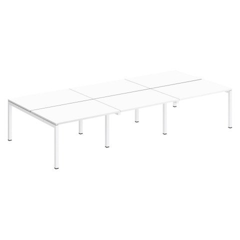 Conjunto 6 mesas rectas Arko An 360 x Fon 168 cm blanco patas blancas