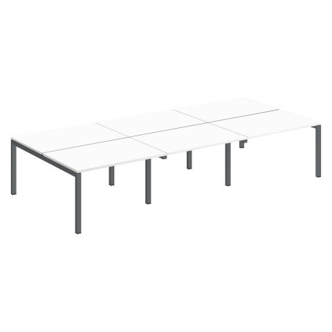 Conjunto 6 mesas rectas Arko An 360 x Fon 168 cm blanco patas antracitas