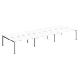 Pôle 6 bureaux droits Teamline L 480 cm - plateaux blanc piètement métal arche