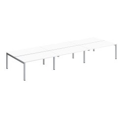 Pôle 6 bureaux droits Teamline L 480 cm - plateaux blanc piètement métal arche