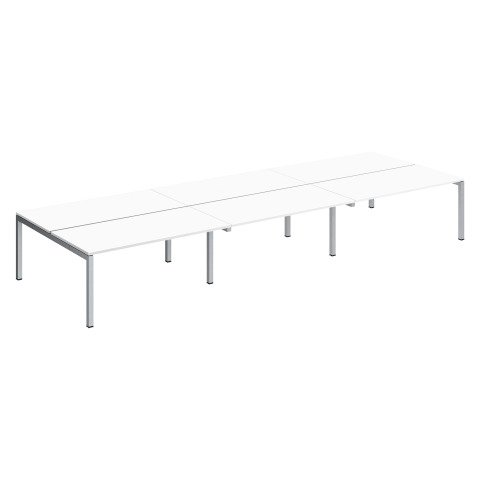 Conjunto 6 mesas rectas Arko An 480 x Fon 168 cm blanco patas aluminio