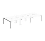 Pôle 6 bureaux droits Teamline L 420 cm - plateaux blanc piètement métal arche