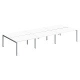 Pôle 6 bureaux droits Teamline L 420 cm - plateaux blanc piètement métal arche