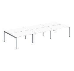 Pôle 6 bureaux droits Teamline L 420 cm - plateaux blanc piètement métal arche