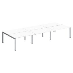 Pôle 6 bureaux droits Teamline L 420 cm - plateaux blanc piètement métal arche