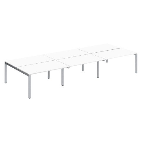 Conjunto 6 mesas rectas Arko An 420 x Fon 168 cm blanco patas aluminio
