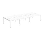Pôle 6 bureaux droits Teamline L 420 cm - plateaux blanc piètement métal arche