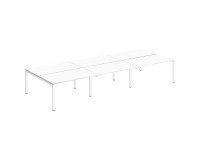 Pôle 6 bureaux droits Teamline L 420 cm - plateaux blanc piètement métal arche