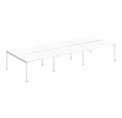 Pôle 6 bureaux droits Teamline L 420 cm - plateaux blanc piètement métal arche