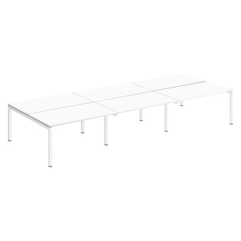 Conjunto 6 mesas rectas Arko An 420 x Fon 168 cm blanco patas blancas