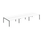 Pôle 6 bureaux droits Teamline L 480 cm - plateaux blanc piètement métal arche