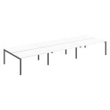 Pôle 6 bureaux droits Teamline L 480 cm - plateaux blanc piètement métal arche
