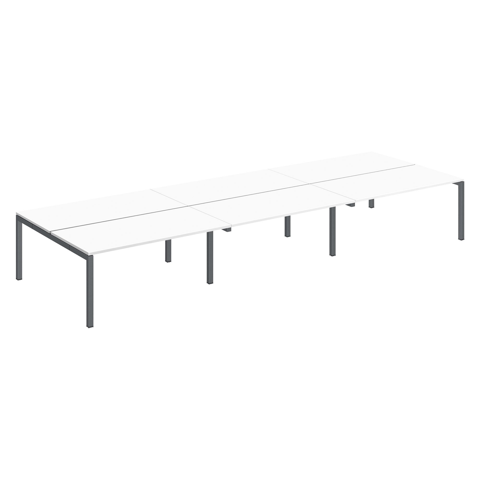 Pôle 6 bureaux droits Teamline L 480 cm - plateaux blanc piètement métal arche