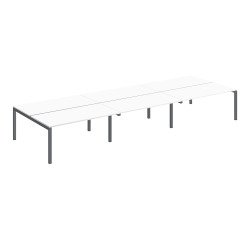 Pôle 6 bureaux droits Teamline L 480 cm - plateaux blanc piètement métal arche