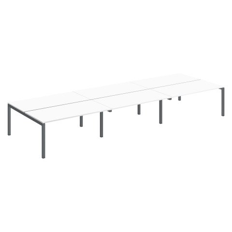 Conjunto 6 mesas rectas Arko An 480 x Fon 168 cm blanco patas antracitas