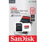 Carte mémoire micro SDHC Sandisk avec adaptateur SDHC 32 Go - classe 10