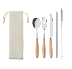 Set de Cubiertos reutilizables de acero inoxidable ECO