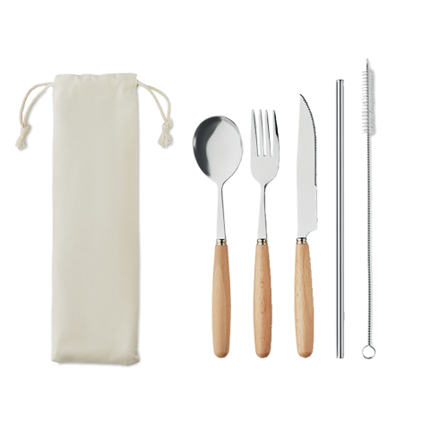 Set de Cubiertos reutilizables de acero inoxidable ECO