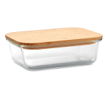 Fiambrera de cristal con tapa de bambú