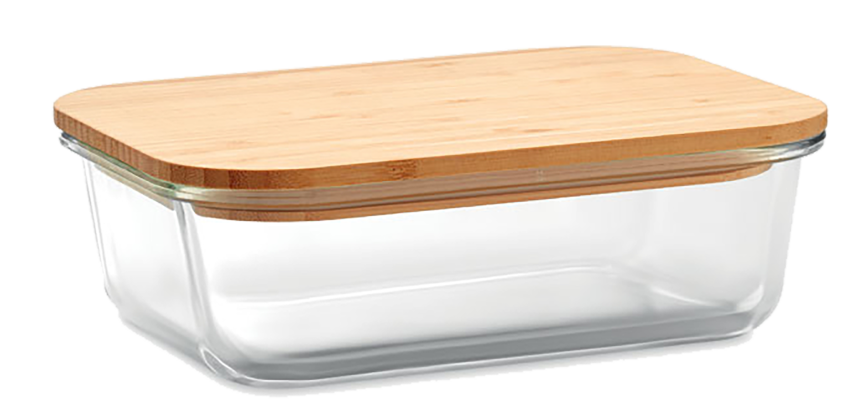 Fiambrera de cristal con tapa de bambú